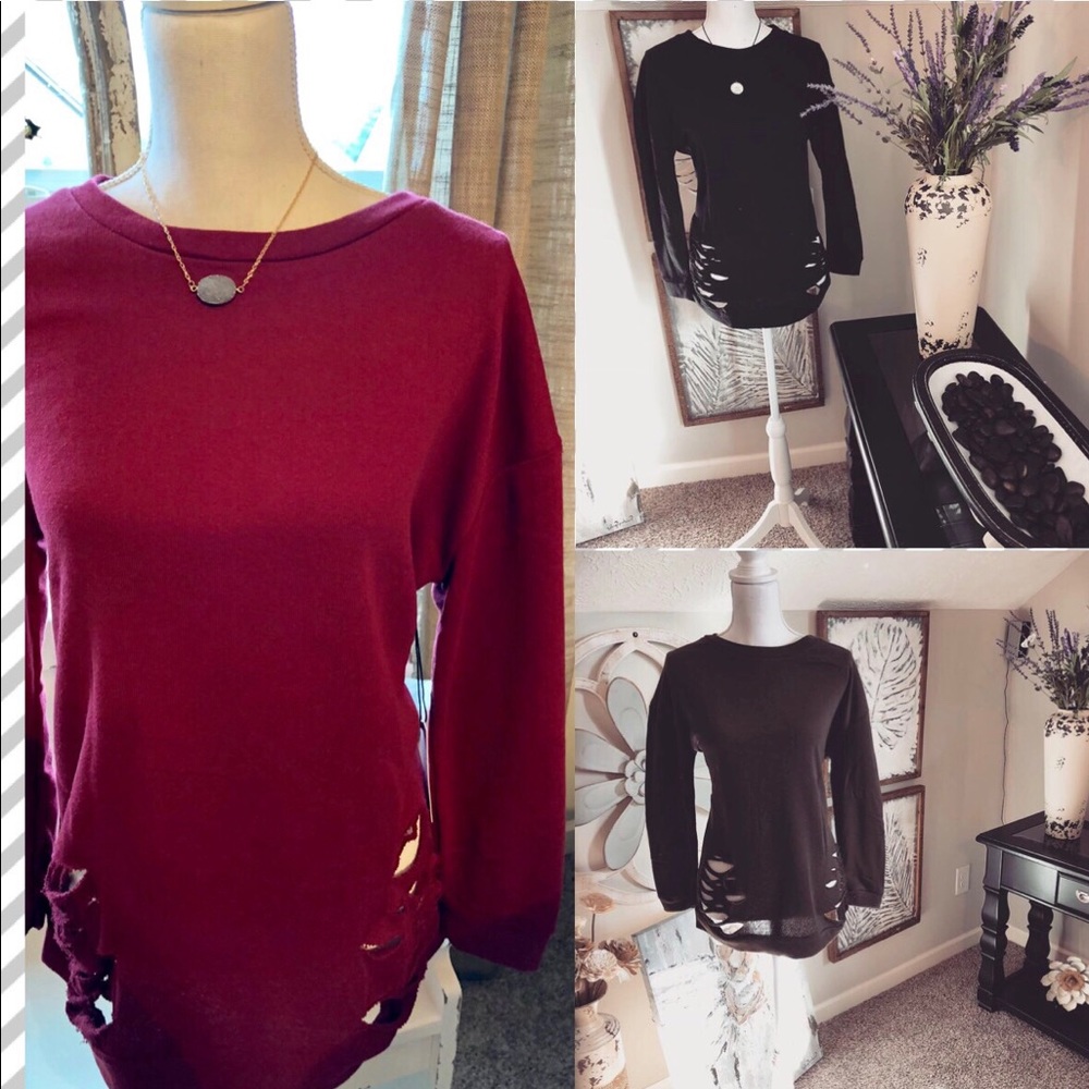 Brand new Ladies distressed sweatshirts.